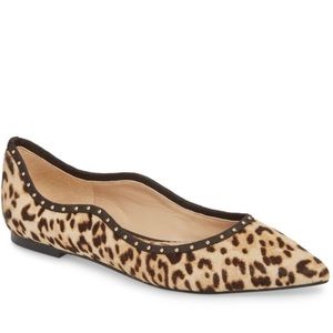 Sam Edelman Brown Black Rivera Genuine Calf Hair Preppy Animal Print Flat size 6